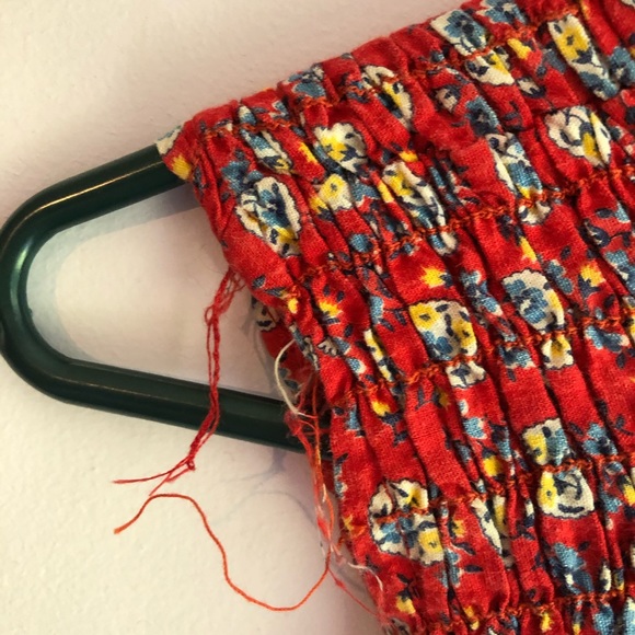 VINTAGE Red Smocked Dress - Picture 8 of 8